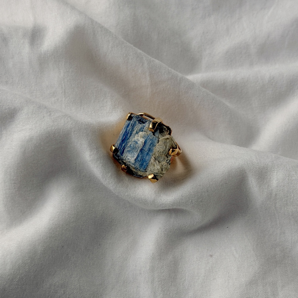 Kyanite 18k Gold Plated Adjustable Ring (SZ 6-10)